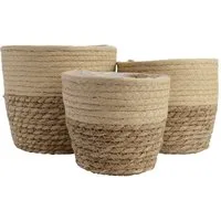 Kaemingk Blumentopf, Seegras Blumentopf geflochten 13-15-17cm braun / beige 3er Set