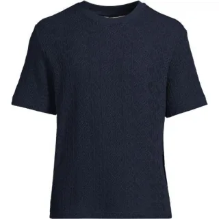 T-Shirt aus Jersey mit Struktur, Herren,  Rot, Baumwolle/Polyester, by Lands' End