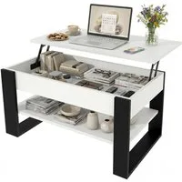 TREND WERK Couchtisch Lift-Couchtisch höhenverstellbar Sofatisch 92×54 cm mit Stauraum, verstecktem Fach Wohnzimmertisch Holz modern