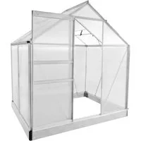 BRAST Gewächshaus Aluminium mit Fundament rostfrei 130x190x195cm, BxTxH: 190 x 130 x 195 cm, wetterfestes hochwertiges Aluminium, Temperaturbeständig, Wärmedämmend, Lichtbrechend & UV-stabilisiert
