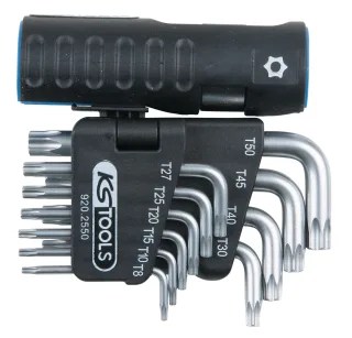 KS Tools 3 in 1 Torx-Winkelstiftschlüssel-Satz mit Bohrung,10-tlg kurz - 920.2550