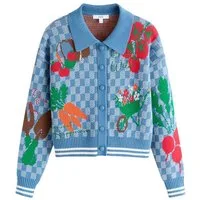 Next Cardigan Langärmelige Strickjacke mit besticktem Kragen (1-tlg)