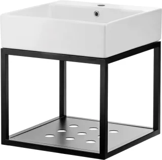 Neuesbad Serie 400 Waschbecken Weiß + HANGING Bad-Konsole 500X500MM NB1DECDTW6U5S1