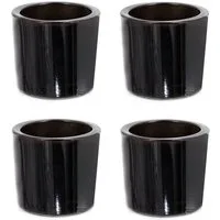 Creativery Teelichthalter, Teelichthalter Glas 6,5x6cm schwarz 4er Set
