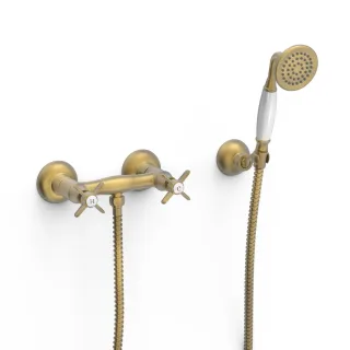 Tres Aufputz 2 Griffmischer für Dusche Anti Kalk Messing Handbrause: Ø 78 mm , 24216301LM 24216301LM