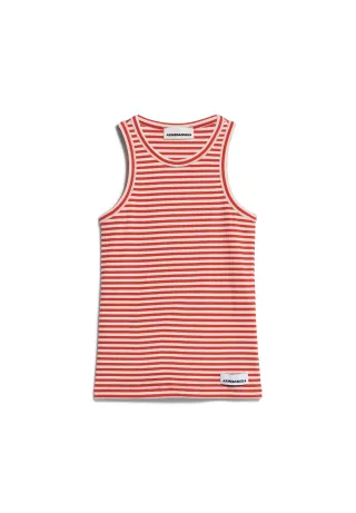 Armedangels - KANITAA STRIPES poppy red-oatmilk - Gr. - XL