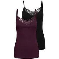 ONLY Spitzentop ONLKIRA – Doppelpack mit Spitzendetail für feminine Looks (2er-Pack) figurbetont, modisch, Jersey, Baumwolle, V-Ausschnitt