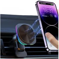 Tekoo Handy-Halterung KFZ magnetischer Handyhalter, 15W Schnellladen, Lüftung, (inkl. Magnet-Ladehalterung, USB-C Ladekabel und Bedienungsanleitung, Aktive Kühlung, RGB-Lichtring, intelligenter Smart-Chip)