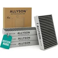 Allyson Aktivkohlefilter Passgenau für 9001421821 9001563858 (192 x 75 x 35 mm), Zubehör für Bosch HEZ9VRUD0 / Siemens HZ9VRCR0 / Neff Z821VR0 / Gaggenau CA282111 / Constructa CA282111 / Ersatz für 17004796, Stoppt Gerüche, H12 Filtereffizienz, 4er S