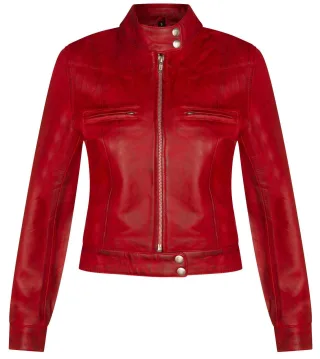 Schlichte Damen-Motorrad-Bikerjacke aus Leder – Braga