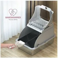 Warenhammer Katzentoilette Katzenklo XXL Premium - Edelstahl mit Deckel - große Frontöffnung, B x L x H : 62 x 41 x 40 cm