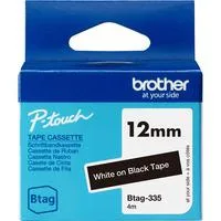 Schriftband Btag-335 12mm, weiß auf schwarz, nicht laminiert