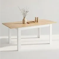Homestyle4u Esstisch Esszimmertisch 86x135 bis 86x186 ausziehbar Holztisch Küchentisch Weiß, Esszimmertisch, Platte Wotan Eiche Optik