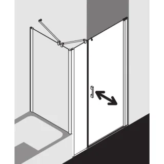 Kermi Pega Pendeltür 1-flügelig mit Festfeld PE1OR10018VAK 100x185cm, silber hochglanz, ESG klar, rechts, auf Duschwanne