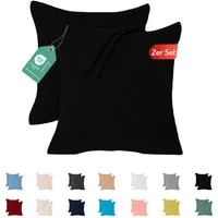 livessa Kissenbezug 2er Set Kissenbezug Kissenhülle Baumwolle Jersey Reißverschluss weich, %100 Baumwolle Jersey Stoff 140 g/m², Ultra Weich und Atmungsaktiv