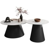 Lookway Couchtisch CARTELLE 2in1 Runder Sofatisch mit Tischplatte in Hochglanz (2er- Set), Durchmesser: ⌀70 cm und ⌀50 cm