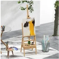 Vinsetto Staffelei Atelierstaffelei mit Halterung, Naturholz 43,5 x 43 x 150-190 cm