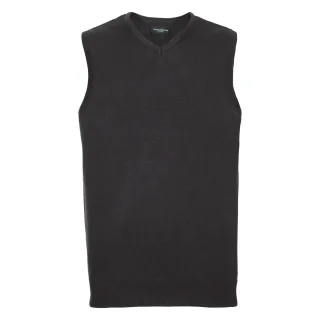 Russell Collection Herren Strick-Pullunder mit V Ausschnitt (Schwarz)