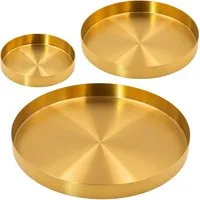 Blümelhuber Dekotablett 3er Set goldene Tabletts rund (3 St), dreiteiliges Set