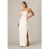 Adrianna Papell Abendkleid Satin and Lace Long Dress Ein auffälliges, strukturiertes und weiches Abendkleid