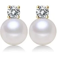 ROUGEMONT Perlenohrringe Edle Süßwasser Perlen Ohrstecker Zirkonia 925 Sterling Silber, Echtschmuck
