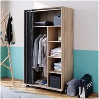 Vicco Kleiderschrank Doros, Sonoma, 100 x 168 cm offen, mit Rollen (1-St) mit Kleiderstange