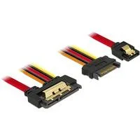 Adapterkabel SATA 7Pin + 15Pin > SATA 22Pin schwarz/rot, 30cm, 22Pin-Buchse gerade
