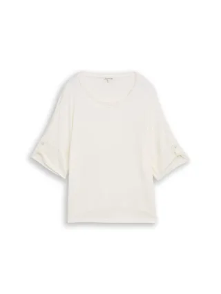 Tom Tailor - T-Shirt mit U-Boot-Ausschnitt weiß - Gr. - L