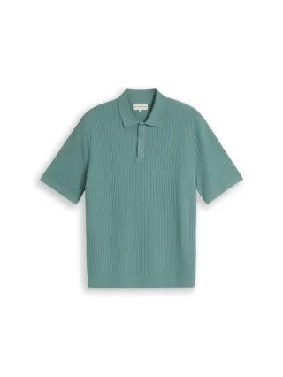 Tom Tailor - Strick-Poloshirt aus Baumwolle mineral stone blue - Gr. - XXL