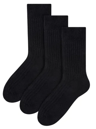 3 Paar Multipack Herren Alpaka Wolle Socken | Steven | Winter Thick Warm Boot Socken - Schwarz
