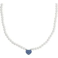 Amor Kette mit Anhänger Herz, Trachtenschmuck, Volksfest, mit Kristallglas - mit Muschelkernperle