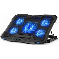 Fyrove Notebook-Kühler Gaming Laptop Kühler mit 5 Lüftern, LCD-Anzeige, 6 Geschwindigkeitsstufen, Kühlpad für 12–17,3 Zoll, höhenverstellbar