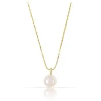 Made by Nami Kette mit Anhänger für Damen in Gold aus 925 Sterling Silber mit Perle als Anhänger, Wasserfester Schmuck 40 + 5 cm Länge