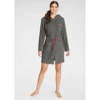 KangaROOS Damenbademantel Kira, ideal für Sauna & Spa, Hotelbademantel, Morgenmantel, Kurzform, Leichtfrottier, Kapuze, Reißverschluss, mit Bindekordel, kurz, Bademäntel für Damen, XS-3XL