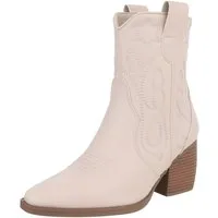 Ital-Design Elegante Westernboots für Damen mit Stickerei und Komfort Westernstiefelette (89937975) Blockabsatz Stiefeletten in Beige