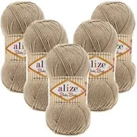 Alize 5 x ALIZE Baby Best 256 Beige Häkelwolle, 240 m, Babywolle,Viskose,Anti-Pilling,Babygarn