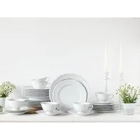 CreaTable Kombiservice Geschirr-Set Maria Theresia (30-tlg), 6 Personen, Porzellan, Service, weiß, klassische, traditionelle Form, 30 Teile für 6 Personen