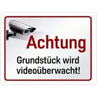 speecheese Metallschild Überwachungskamera Metallschild XL in 21x28 cm Videoüberwacht