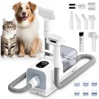 CkeyiN Hundeschermaschine mit 11kpa-Staubsauger Tierhaargebläse 8-in-1 Profi Haustierpflegeset, Entwirrungskamm Abnehmbare Hundehaarschneidemaschine 6 Grenzkämmen