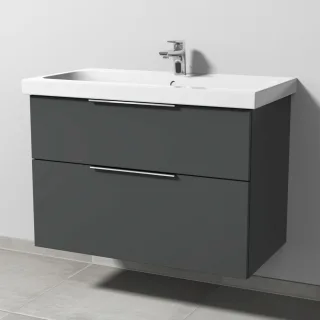 Sanipa 3way Waschtischunterbau zu Geberit iCon Light Waschtisch mit 2 Auszügen, Anthrazit-Matt UM57522