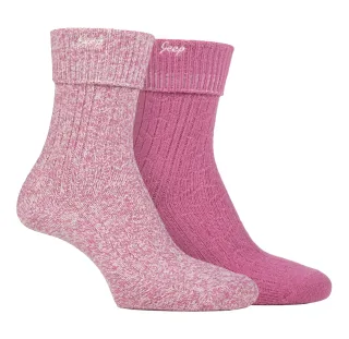 Ladies Turn Cuff Socks | Jeep | Walking Boot Socks Women, Komfortable Performance Polyester Socken - Cerise / Cream