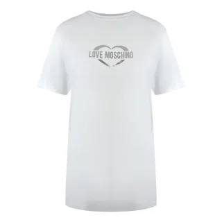 Moschino T-shirt Mit Glänzendem Herzlogo (weiß)