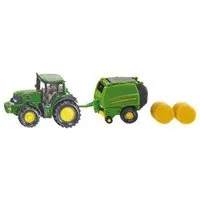 Siku Spielzeug-Traktor John Deere Traktor mit Ballenpresse, Spielzeugauto Traktor