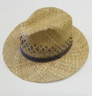 COMMANDER Finest Clothing - Strohhut mit Stoff-Garnitur beige - Gr. - 55