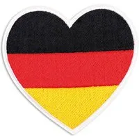 Fries Aufnäher Bügelbild Deutschland Fan WM EM Fußball XXL 4 Motive Schwarz Rot Gold, Deutschland Herz, Hohe Qualität