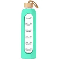Intirilife Trinkflasche, Motivations Wasser Trinkflasche aus Glas mit Zeitmarkierung bis 900 ml