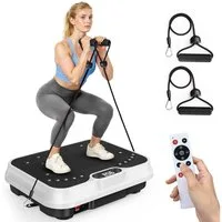 Dskeuzeew Vibrationsplatte mit leisem Motor – 250 Stufen – 9 voreingestellte Modi, 200 W, 250 Intensitätsstufen, Fitnessgerät mit Fernbedienung – LCD-Display – Belastbarkeit 150 kg