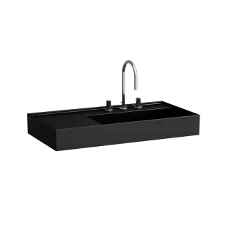 LAUFEN Waschtisch Kartell · LAUFEN 460x900x150, 1 Hahnloch, ohne Überlauf, Ablage links, schwarz ma H8103397161111