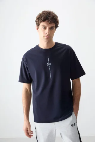 Übergröße Bedrucktes Rundhals-T-Shirt