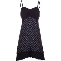 Vishes Sommerkleid Damen Babydoll Spaghettiträger bedruckt Baumwolle Alternative Mode, Boho, Hippie, Ethno, Festival